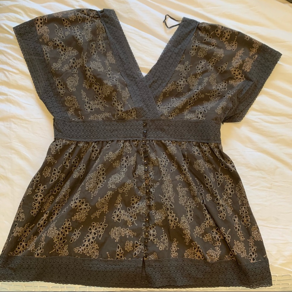 Nine West Green Floral Blouse